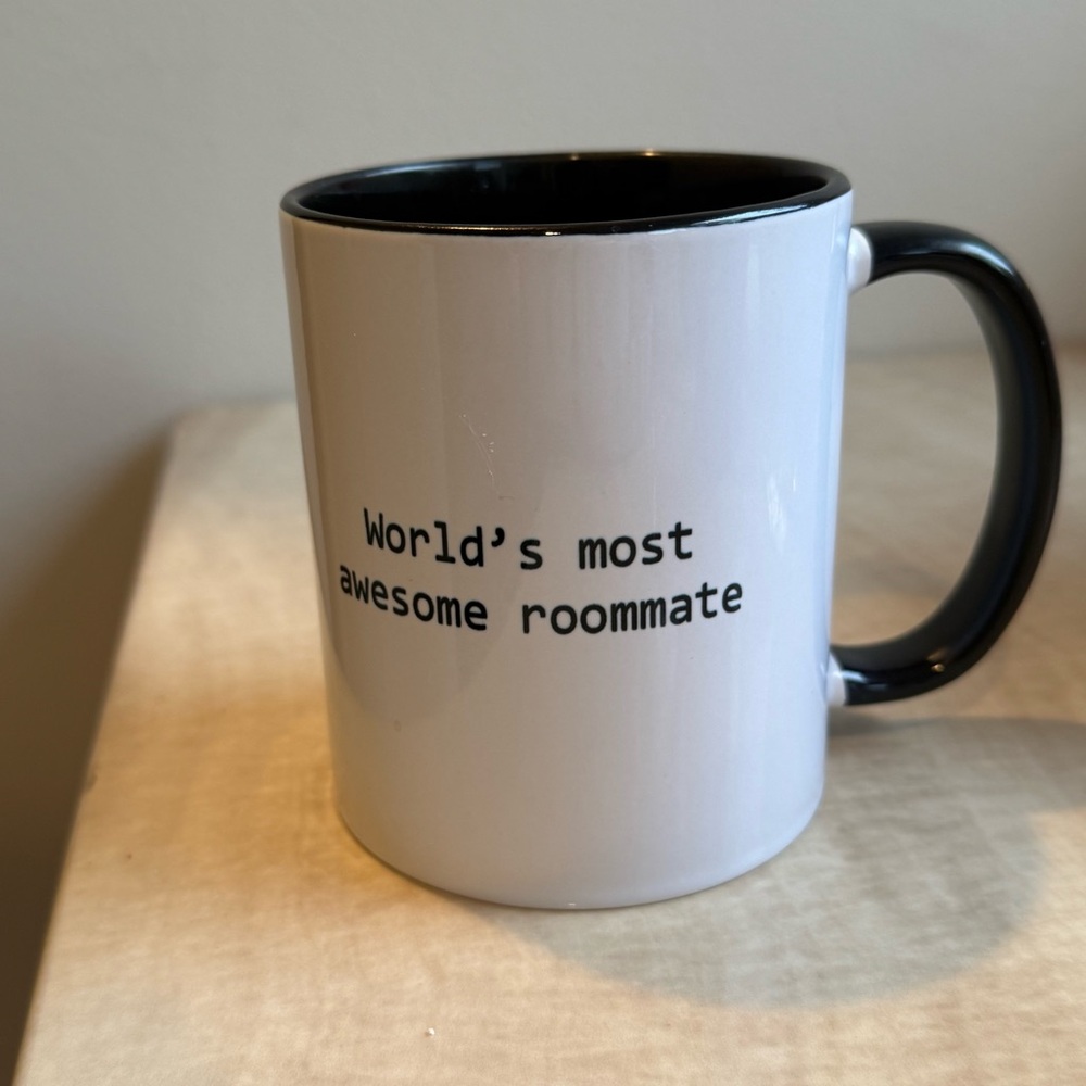 White and Black Mug - World's Most Awesome Roommate